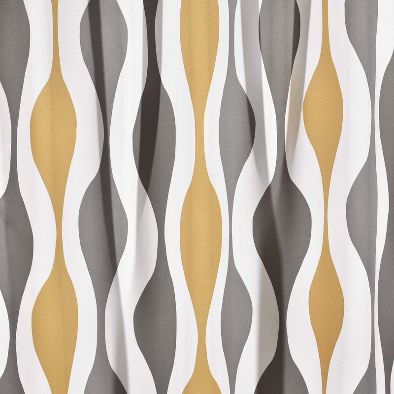 Lush Decor Mid Century Geo Light Filtering Window Curtain Panel Pair, 52" W x 108" L, Gold & Gray - Image 3
